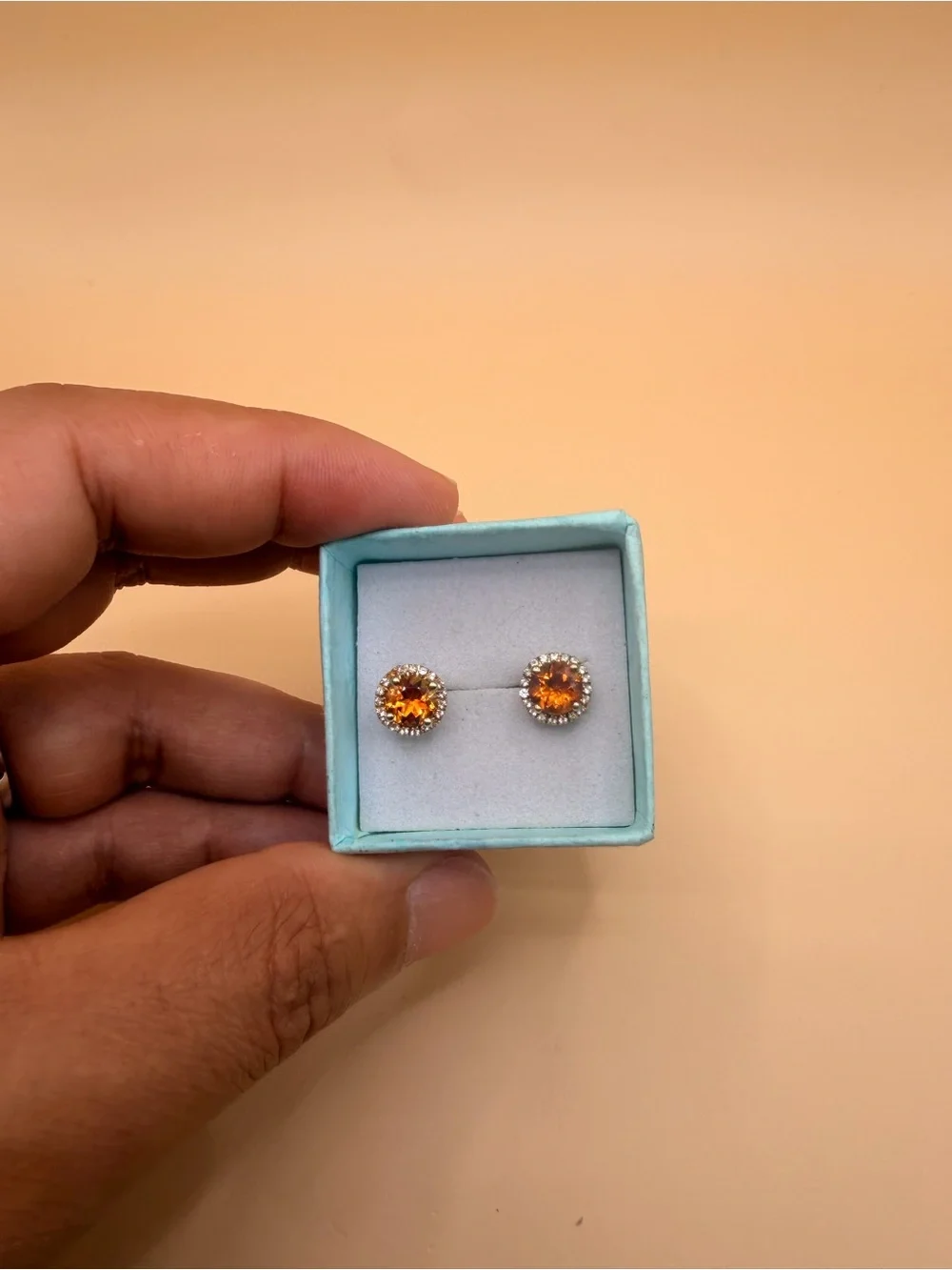 10k Yellow Gold Citrine & White Topaz Earrings. Firm Price Read Please.